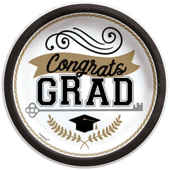 "Congrats Grad" 7-Inch Round Paper Plates - 50 Pack
