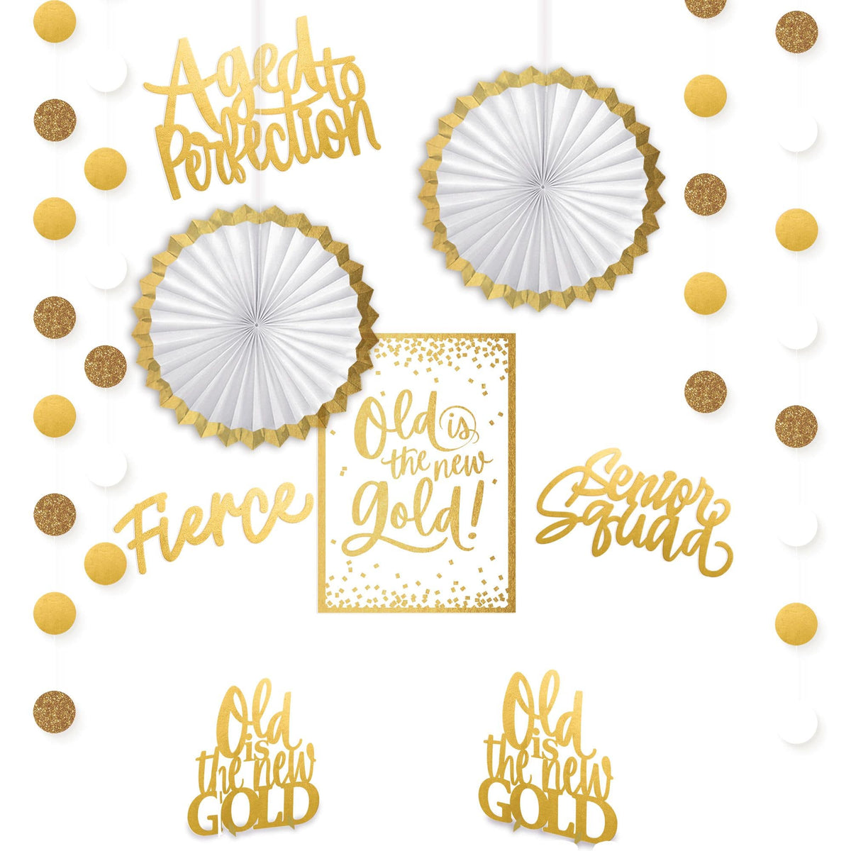 Golden Age "Old is the New Gold" Room Decorating Kit for Milestone Birthdays