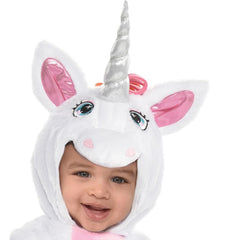 Infant Unicorn Halloween Costume ‚Äì Pink & White Jumpsuit with Hood