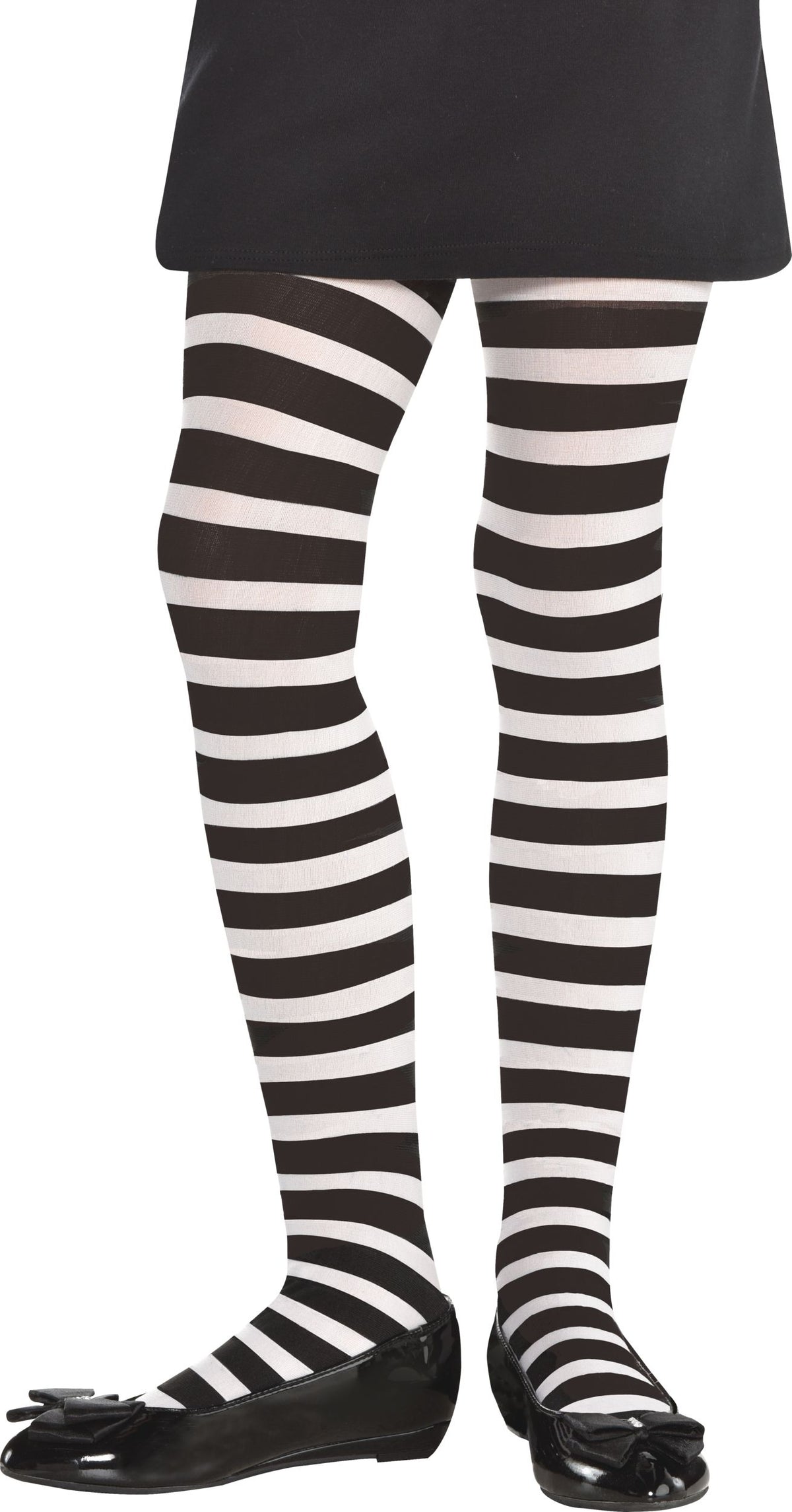 Kids' Black & White Striped Halloween Tights