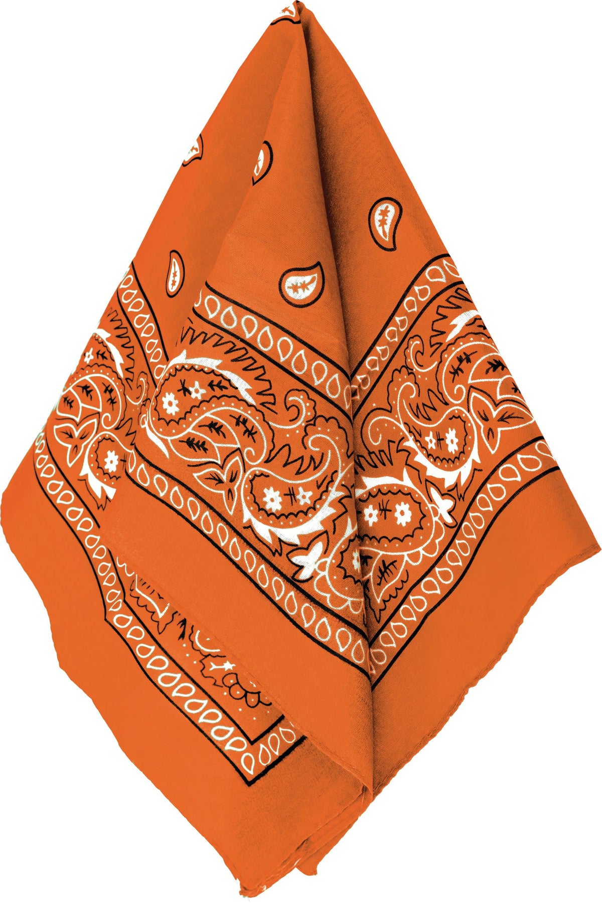 Vibrant Orange Paisley Bandana - 20" Versatile Accessory
