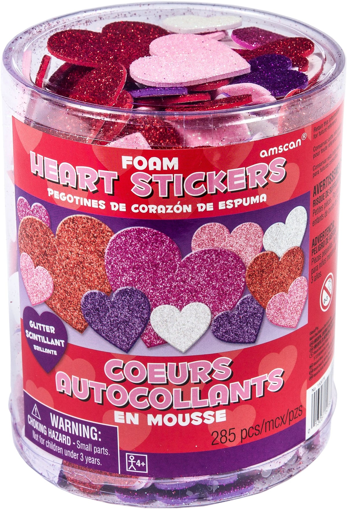 Sparkling Heart Glitter Foam Stickers - 285 Pack