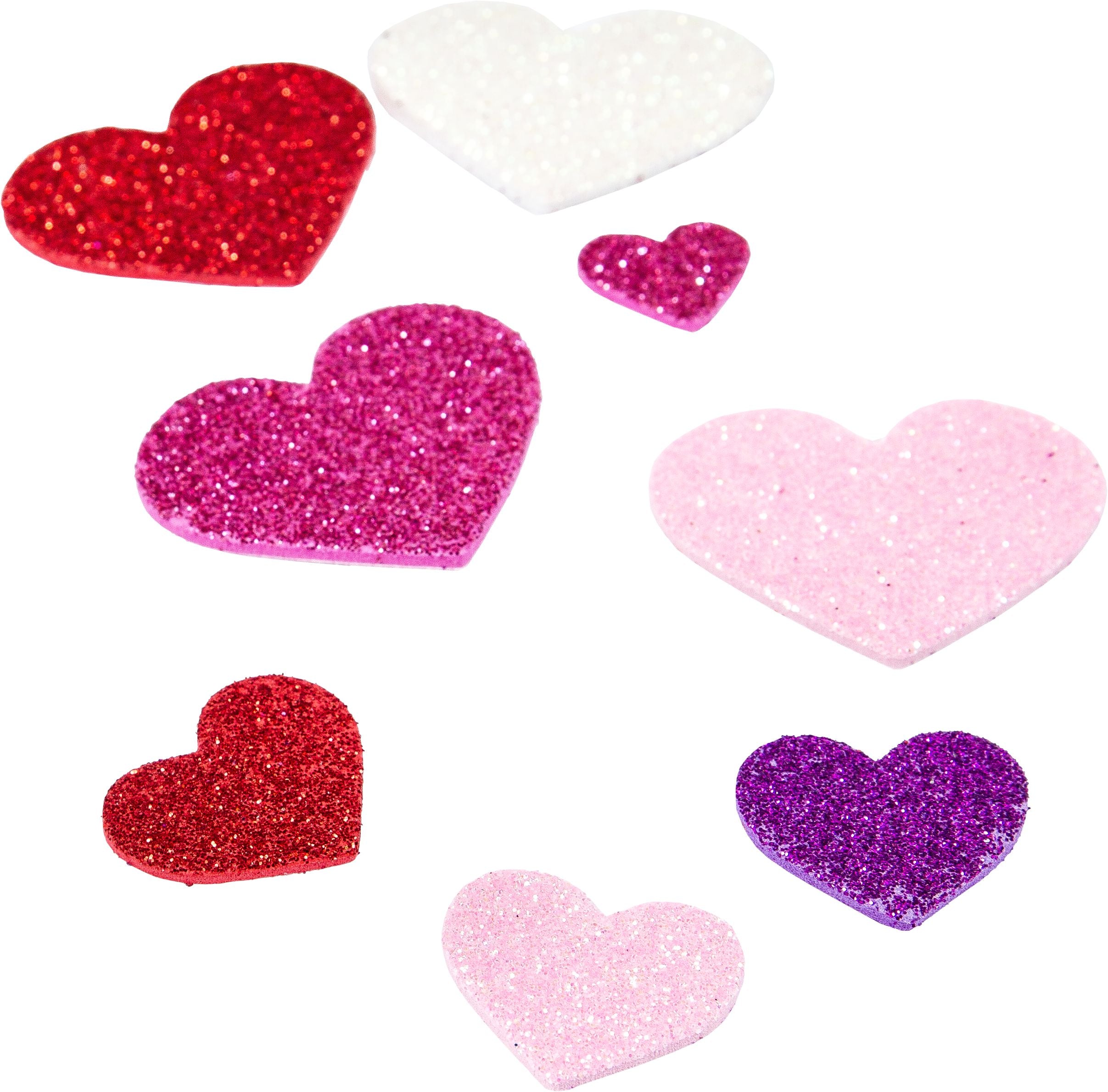 Sparkling Heart Glitter Foam Stickers - 285 Pack