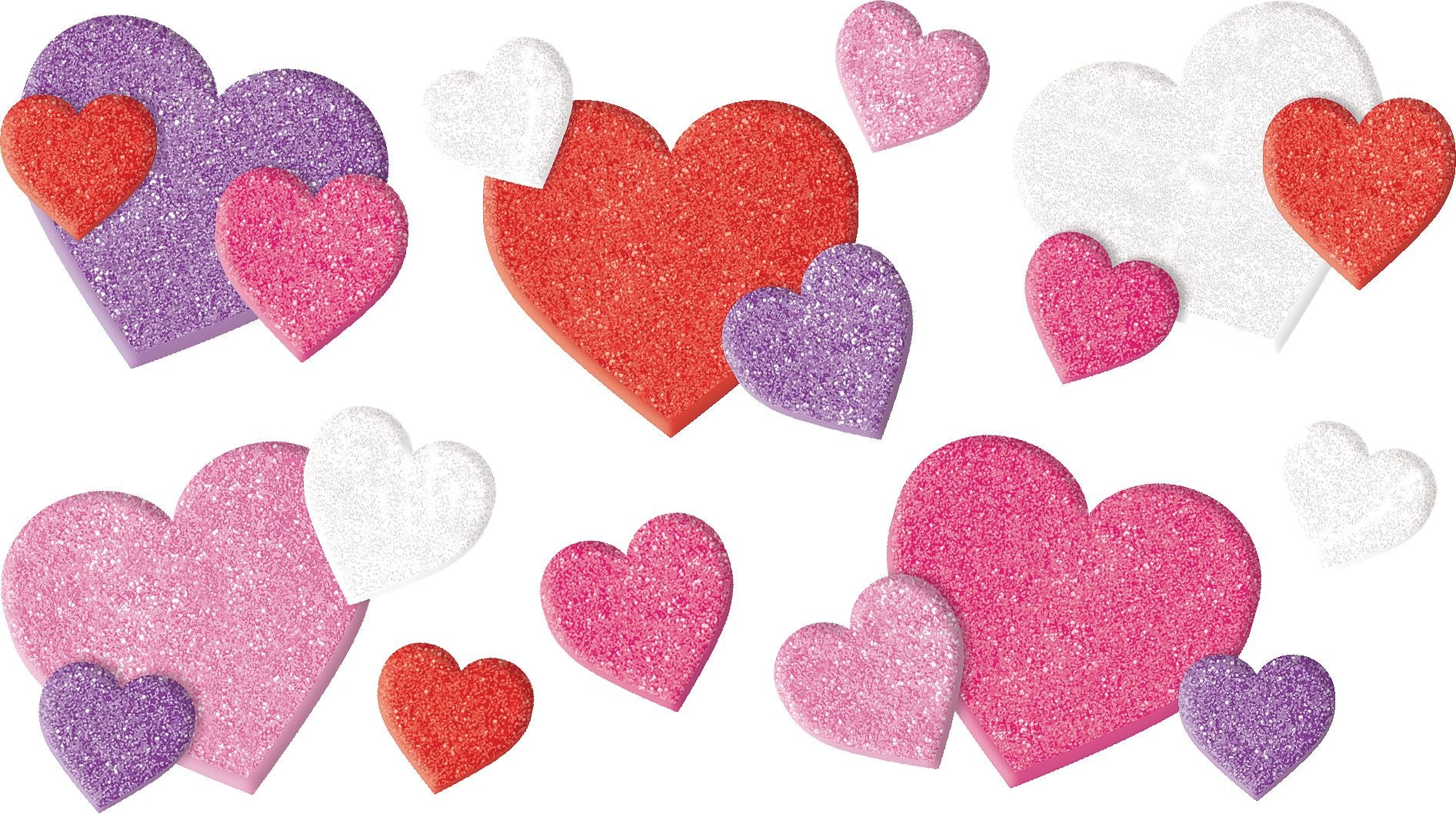 Sparkling Heart Glitter Foam Stickers - 285 Pack