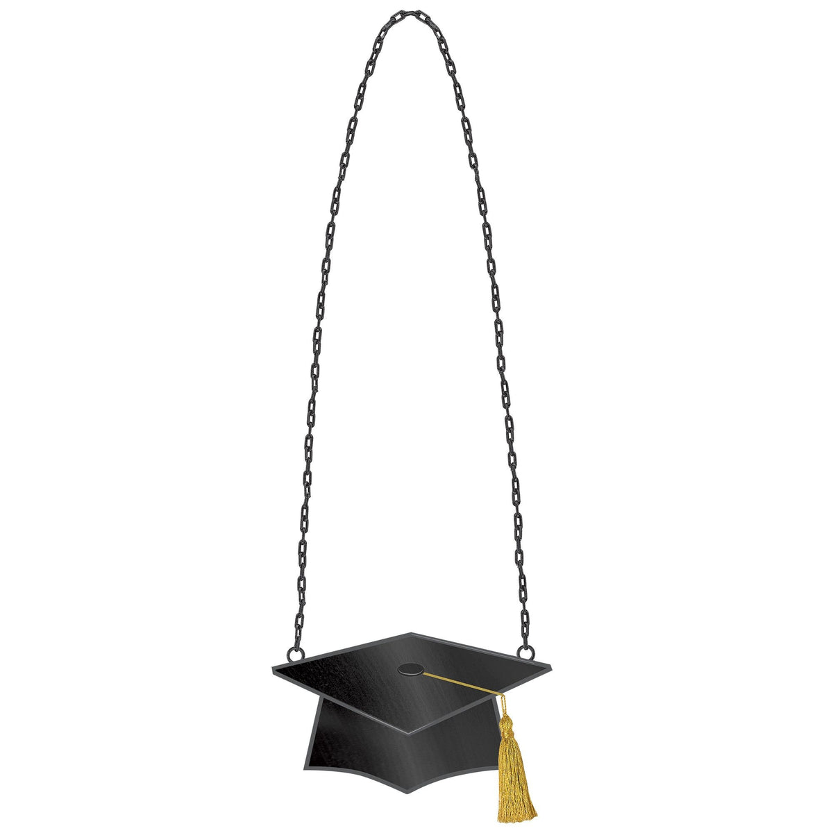 Graduation Cap Charm Necklace - Elegant Black and Gold
