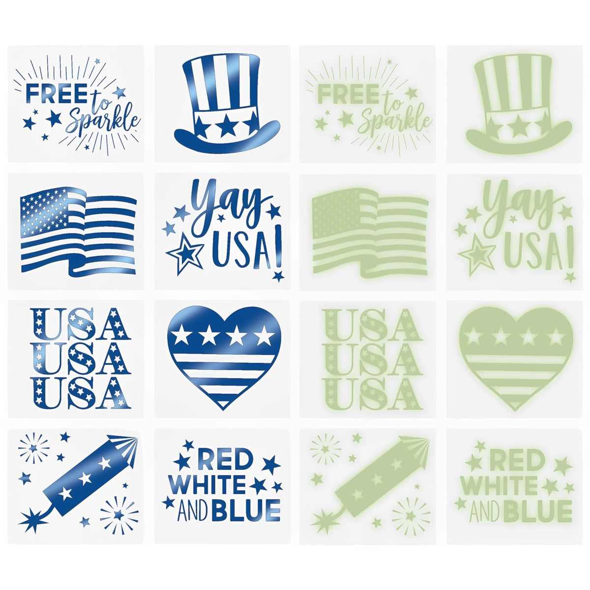 Patriotic Glow & Foil Tattoos