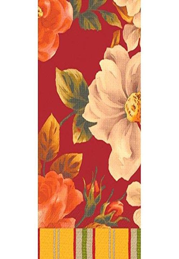 Classic Floral Red Guest Towels - 16 Pack