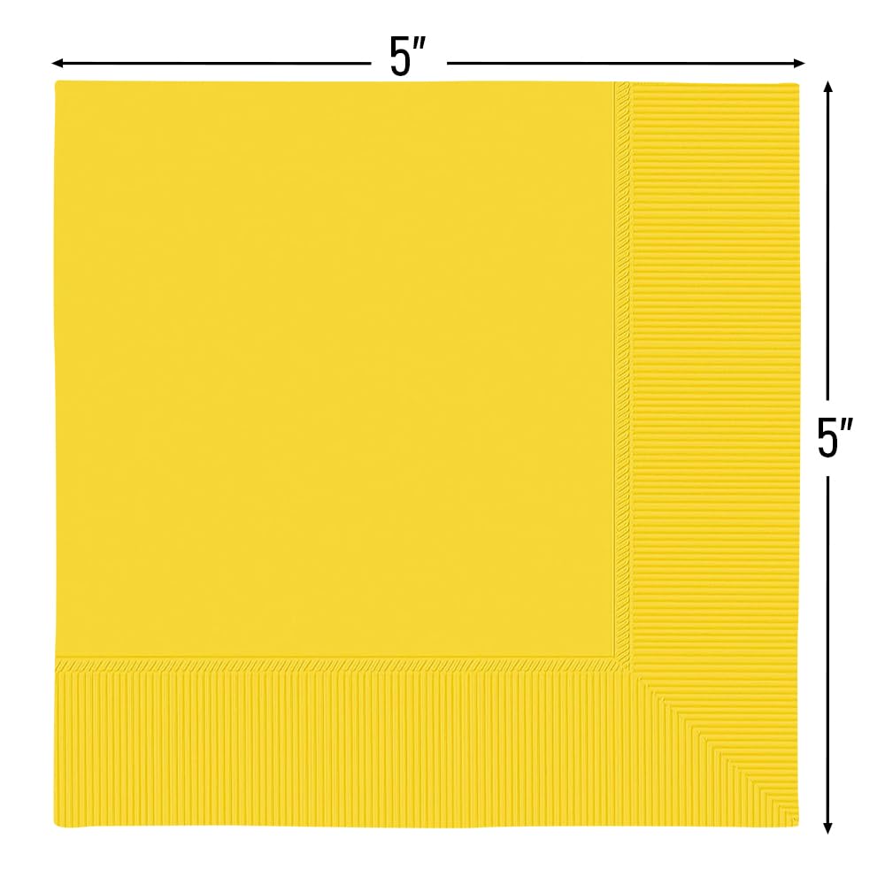 Sunshine Yellow Beverage Napkins - Pack of 50