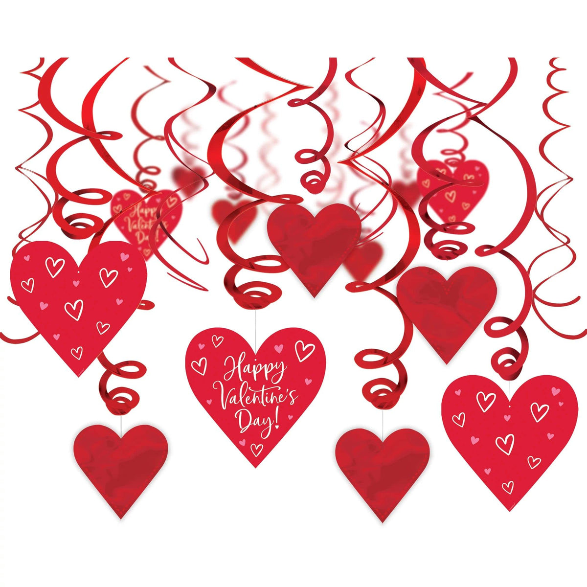 Valentine's Day Metallic Hanging Swirl Decorations