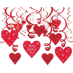 Valentine's Day Metallic Hanging Swirl Decorations