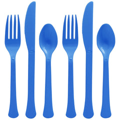 Royal Blue Assorted Plastic Cutlery Set - 7.5 in.