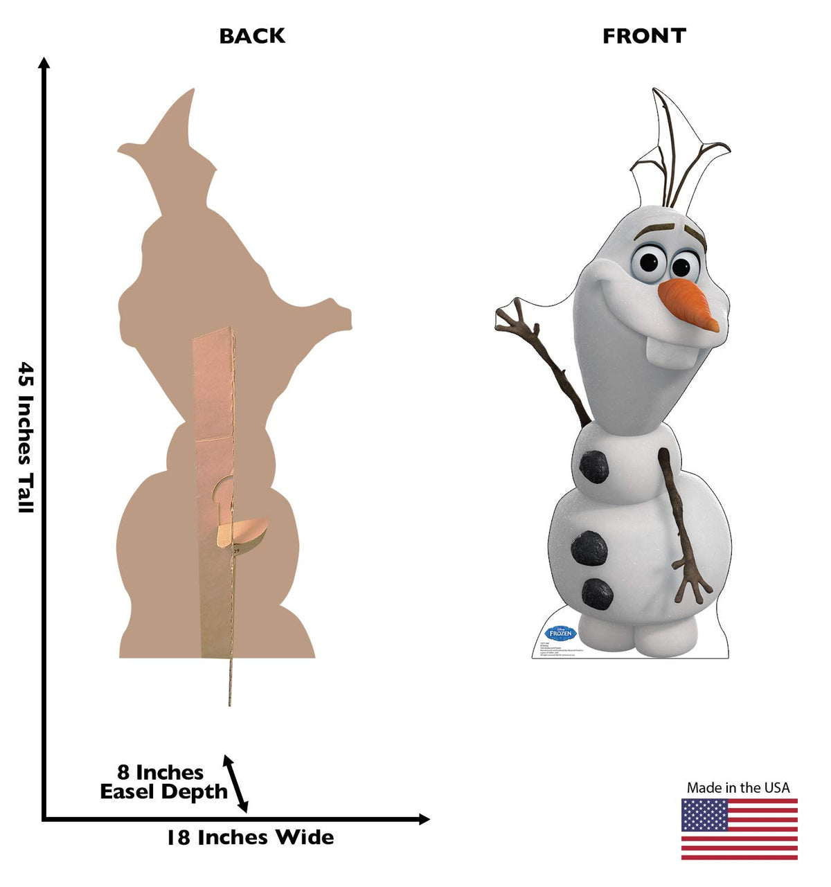 Life-Size Olaf Standee - 45" Frozen Birthday Decoration