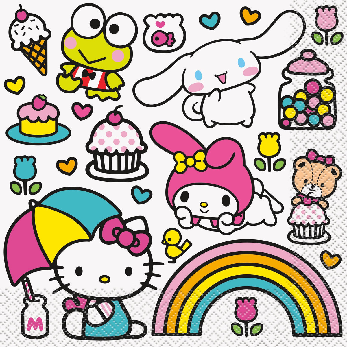Hello Kitty & Friends Lunch Napkins - 6.5 In. x 6.5 In. - 16 Count