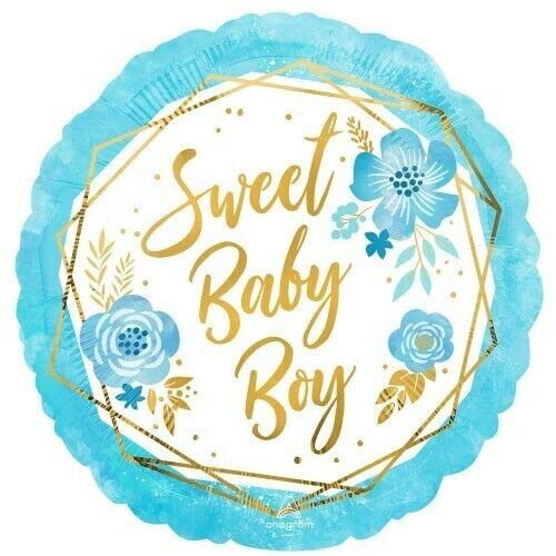 Baby Boy Floral Geo Foil Balloon - 18 inches
