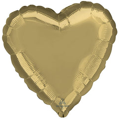 Heart-Shaped Gold & White Metallic Mylar Balloon