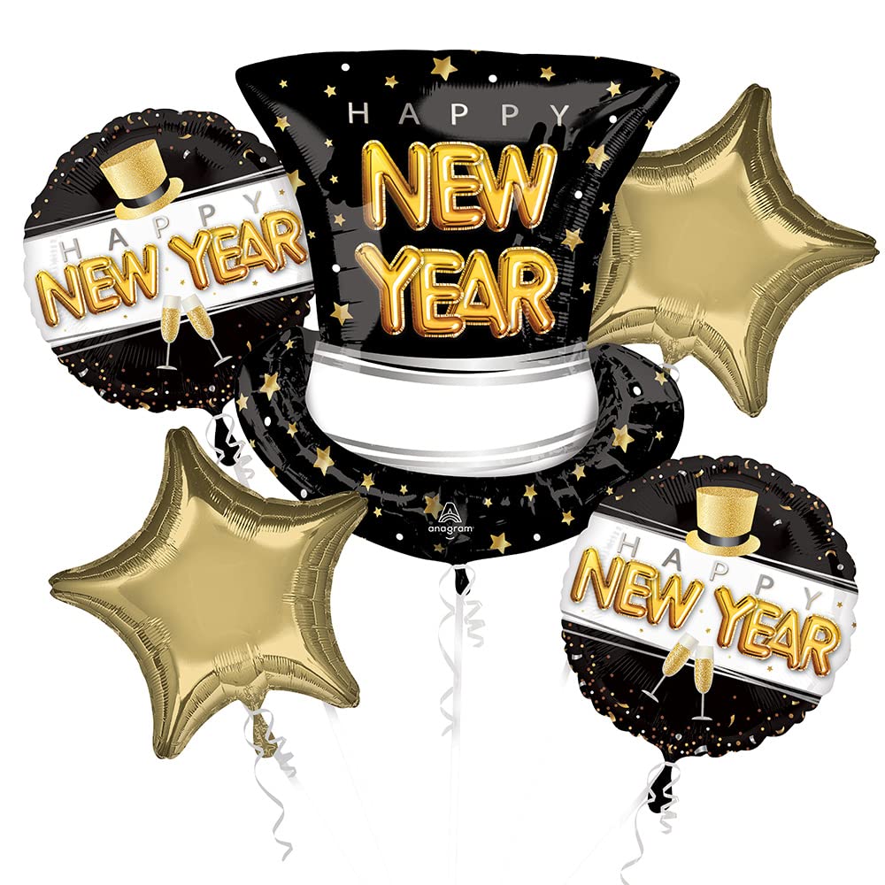 Pop Clink Cheers Metallic Foil Balloon Bouquet - New Year's Celebration