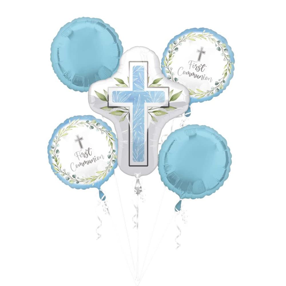 Blue "My First Communion" Metallic Balloon Bouquet