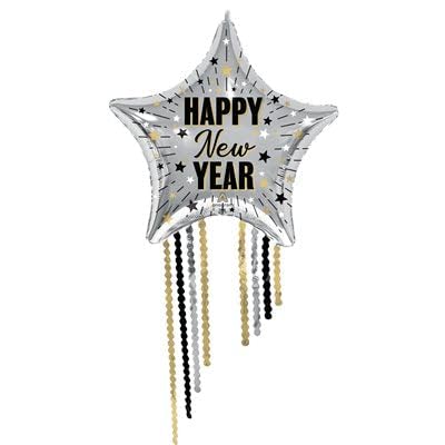 Elegant New Year's Eve Celestial Fringe Super Shape Balloon