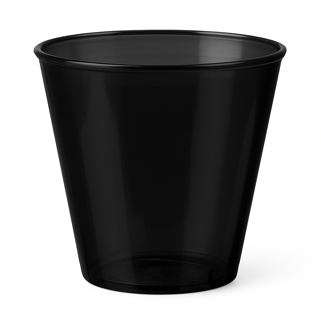 Jet Black Plastic Shot Glasses, 2 oz, 100 Pack