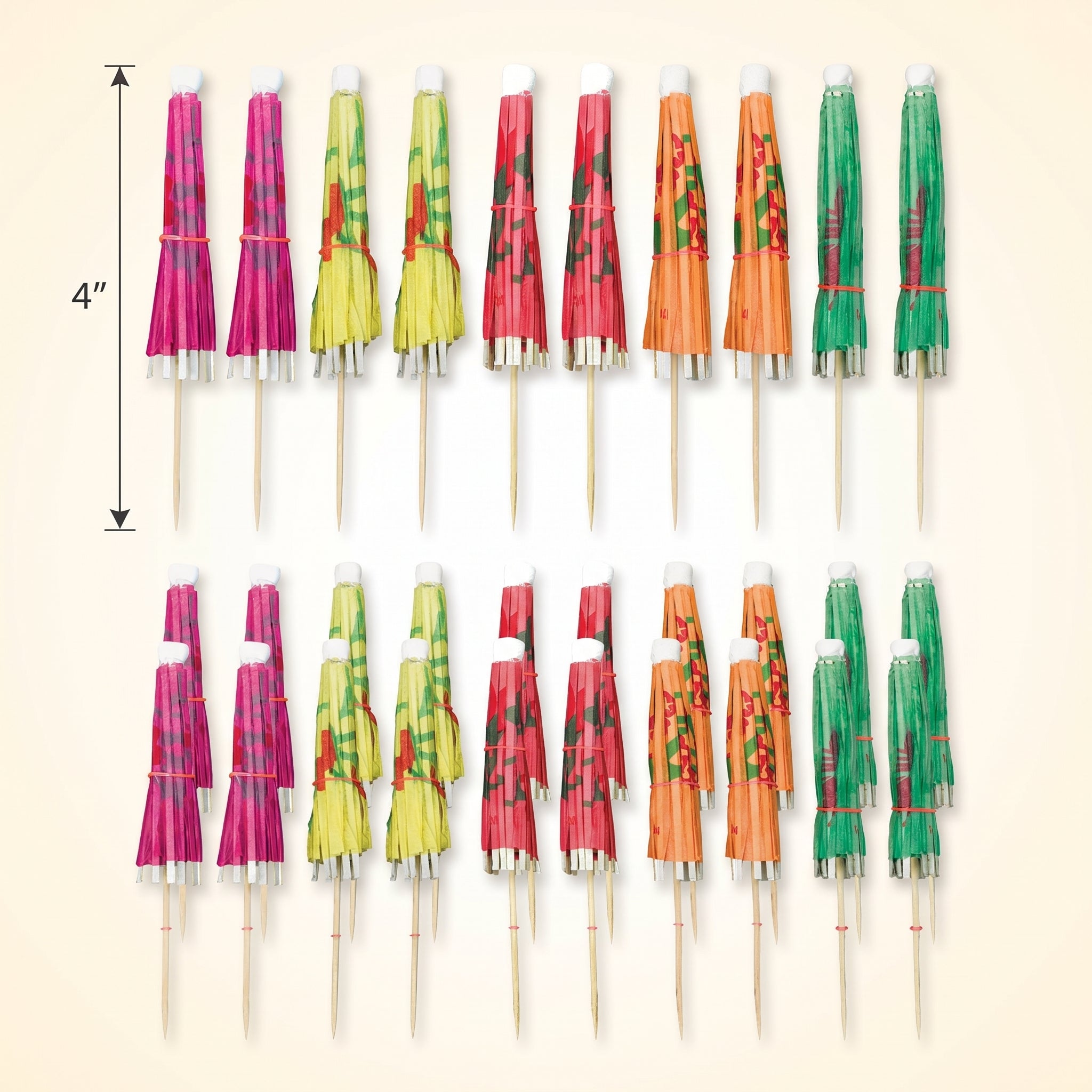 Vibrant Cocktail Umbrella Picks - Assorted Colors, 20-Pack