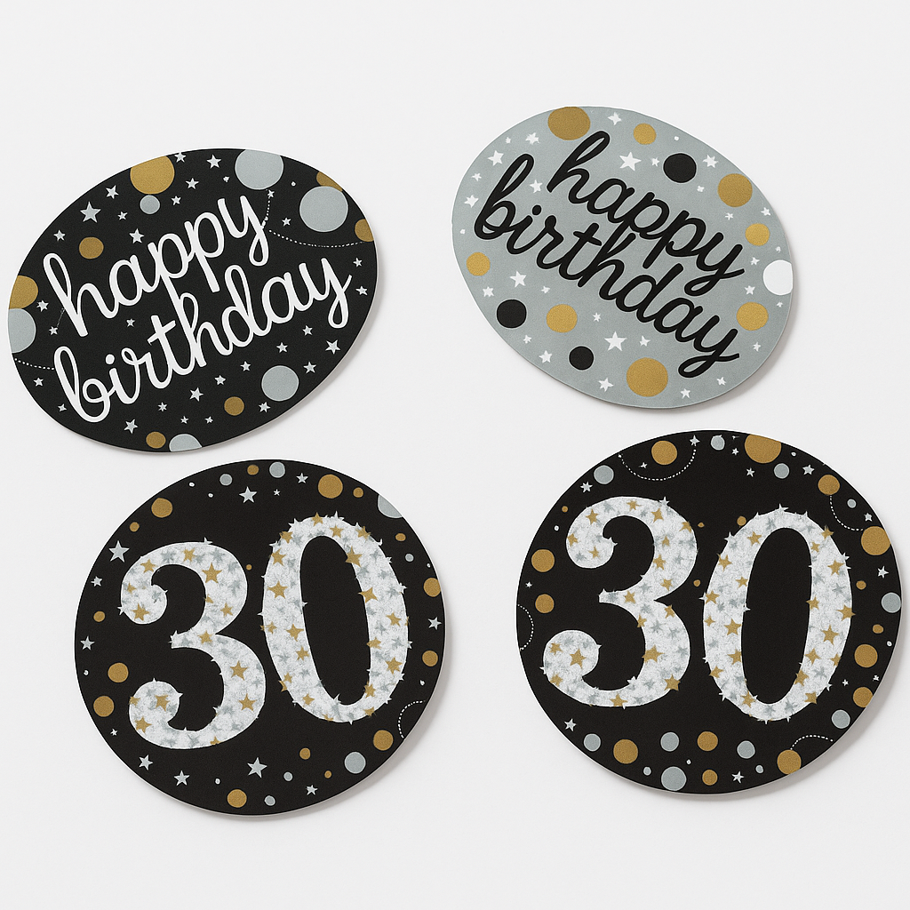 Sparkling Celebration 30th Birthday Confetti - Black, Gold & Silver