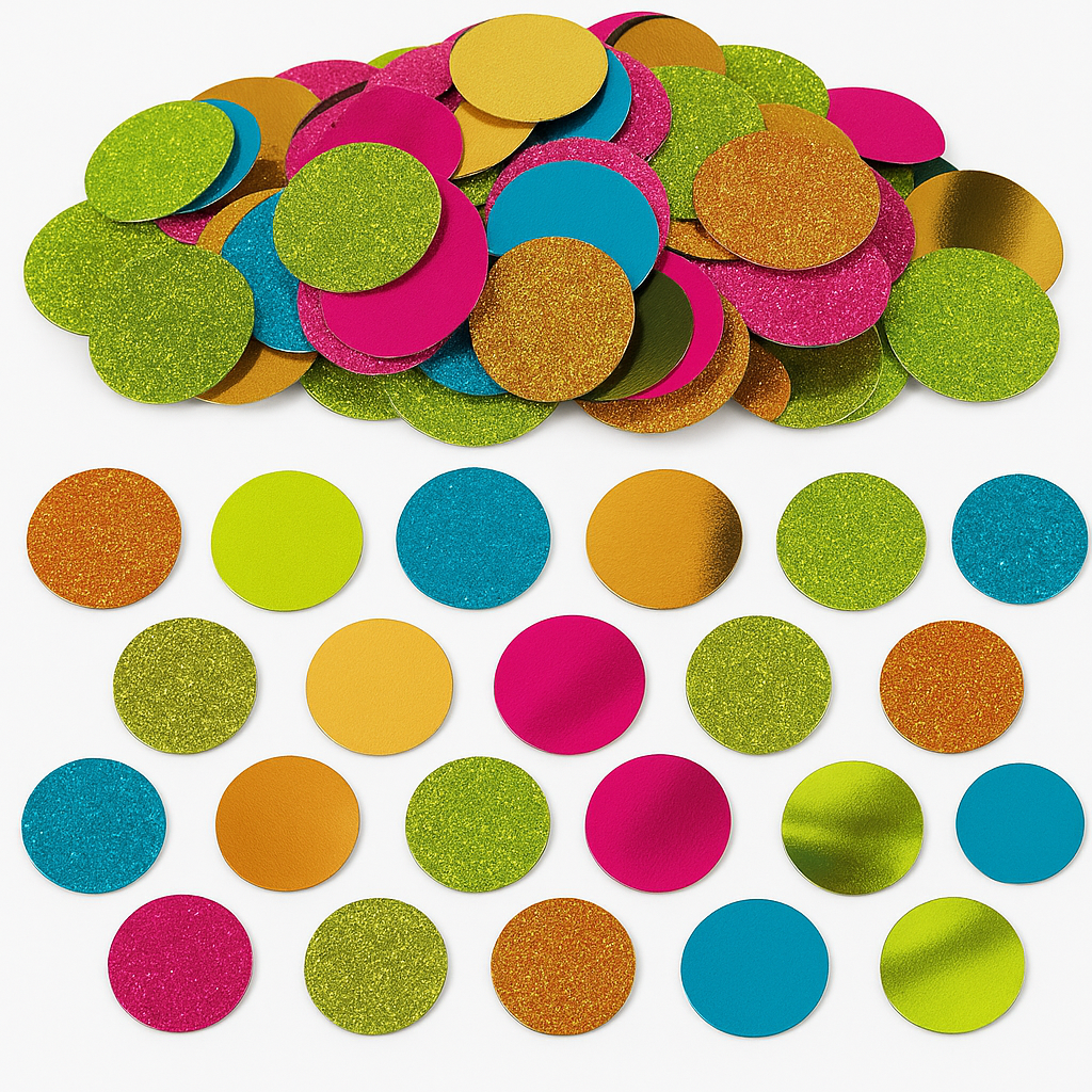 Multi-Colored Glitter & Foil Circle Confetti - 2.25 oz