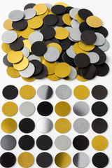 Glittering Metallic Circle Confetti - Black, Gold, Silver, 2.25 oz