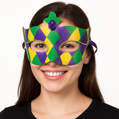 Vibrant Mardi Gras Harlequin Mask