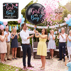 "Girl or Boy?" Gender Reveal Confetti Latex Balloon, 24-Inch
