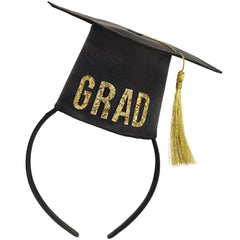 Class 101 - Black and Gold Graduation Cap Headband