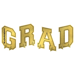 Class 101 - "Congrats Grad" Foil Table Centerpiece Decoration, Gold, 7-in, for Graduation