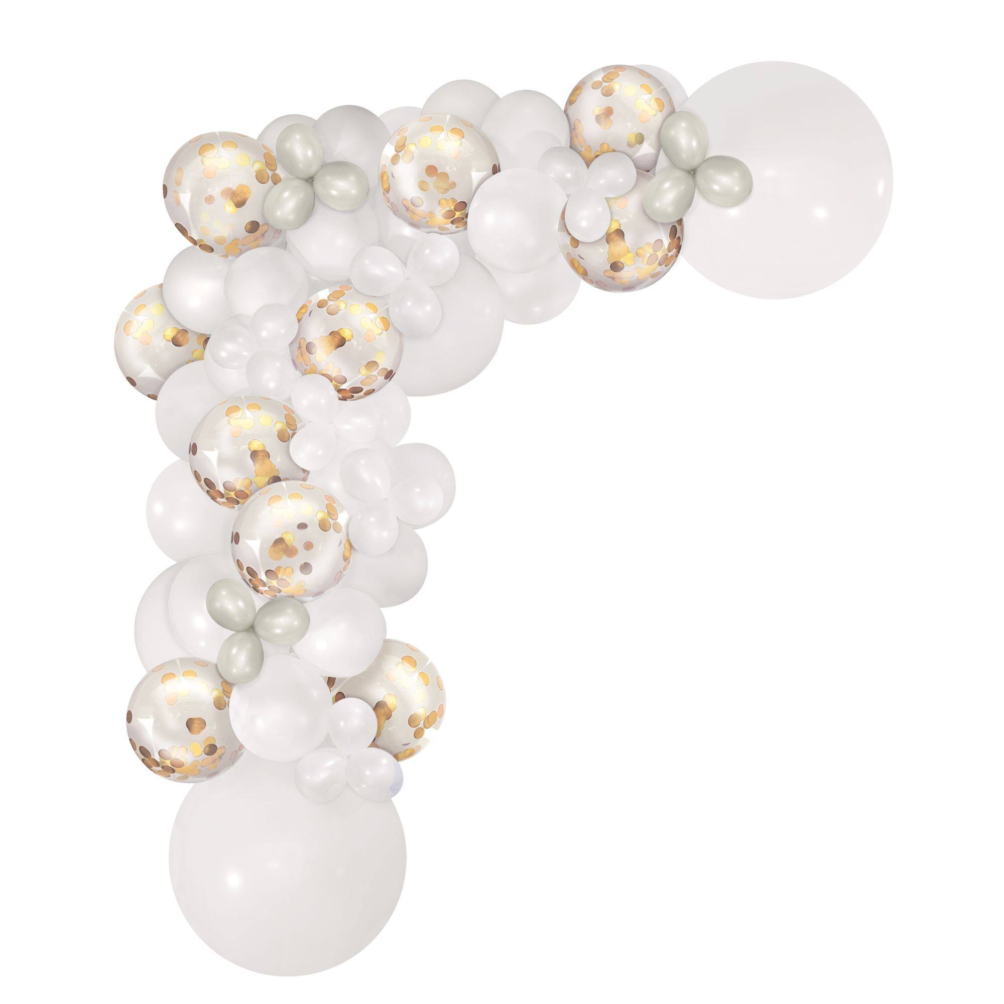 Class 101 - Round Transparent Confetti Latex Balloon Garland Arch Kit, Gold/Silver/White, for Wedding/Birthday Party