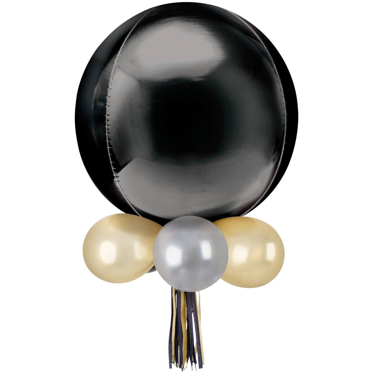 Class 101 - Round Pearl Foil & Latex Balloon Chandelier, Black/Gold, 16x26-in, 16-pk, for Birthday Party