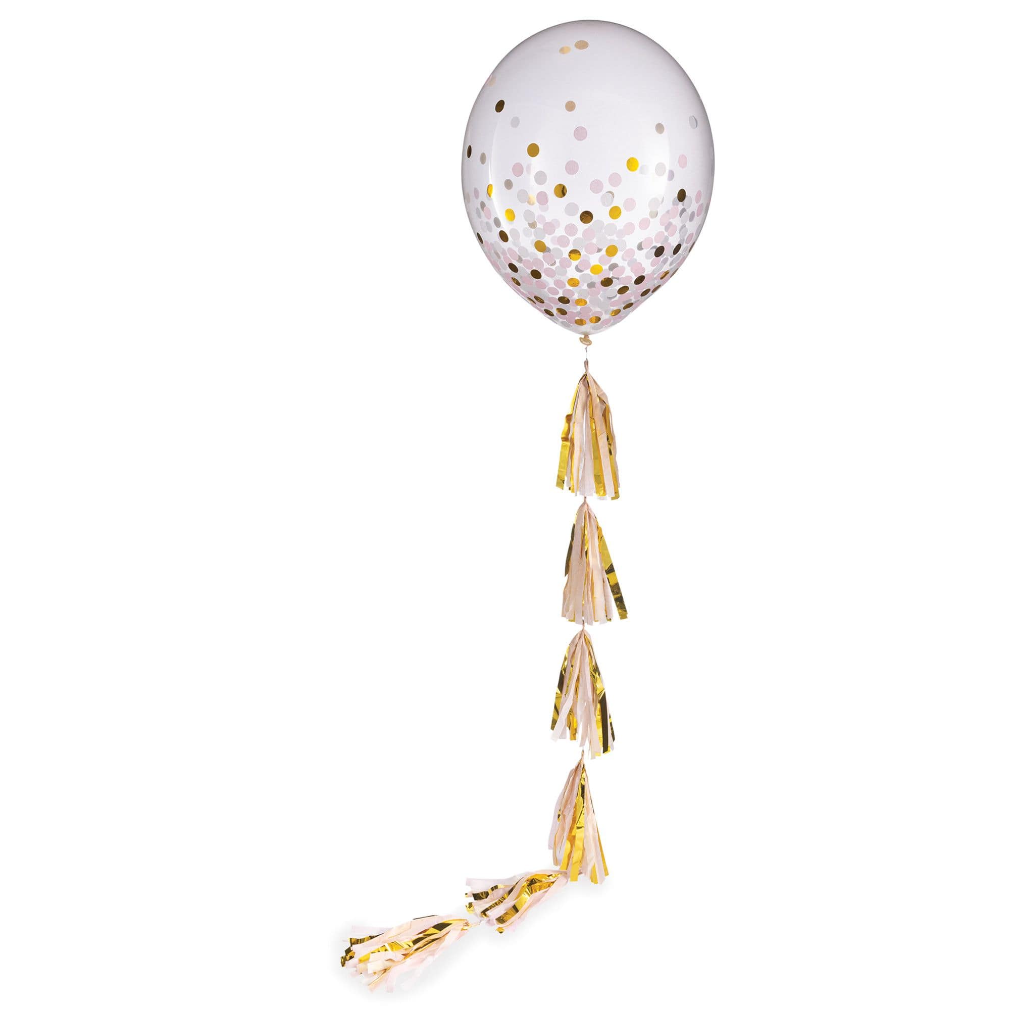 Class 101 - Tassel Fringe Balloon Tail Accessory, Pink/Gold, 6-ft, for Graduation/Baby Shower