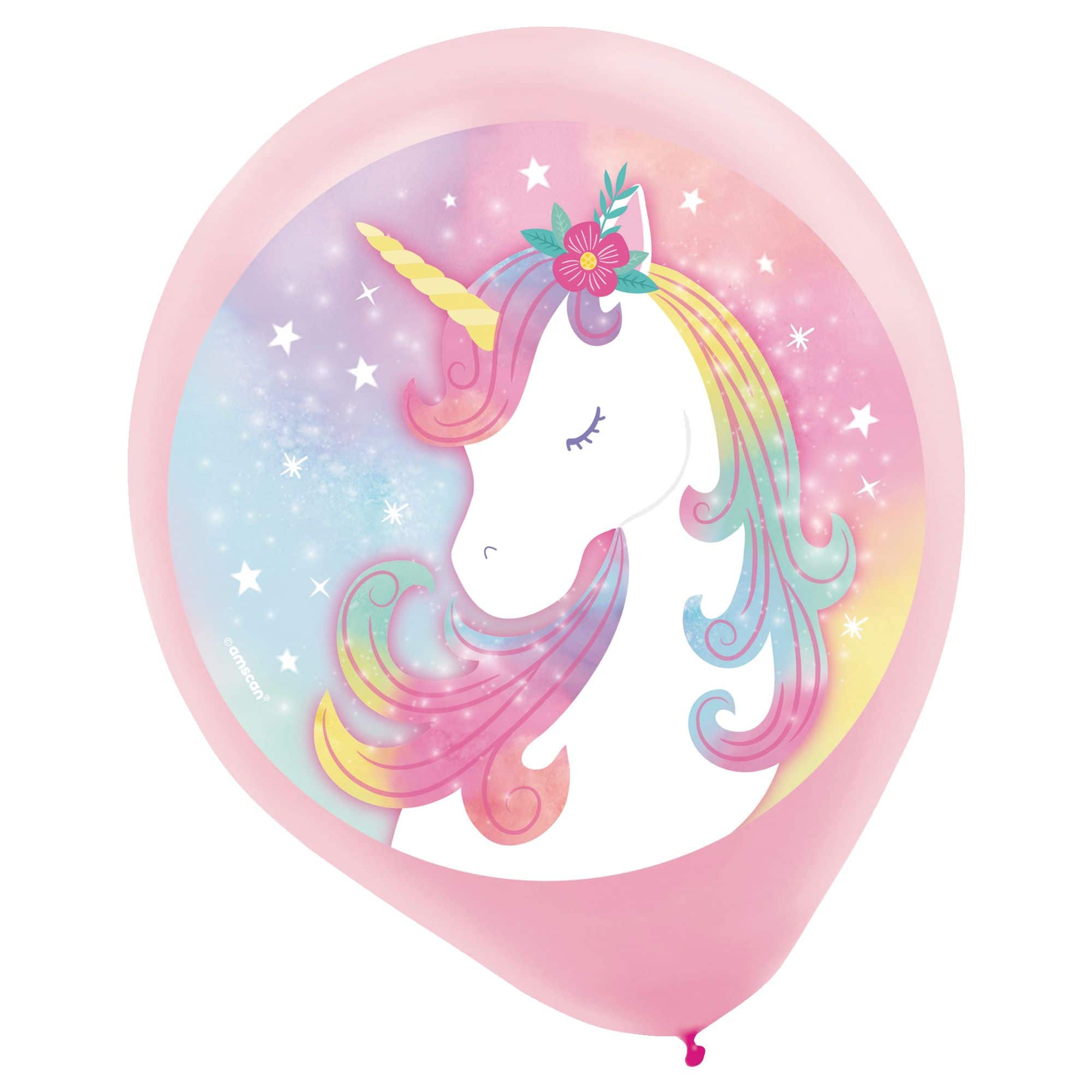 Little Gym - Amscan Unicorn Round Latex Balloons, Pink, 12-in - 5 Ct.
