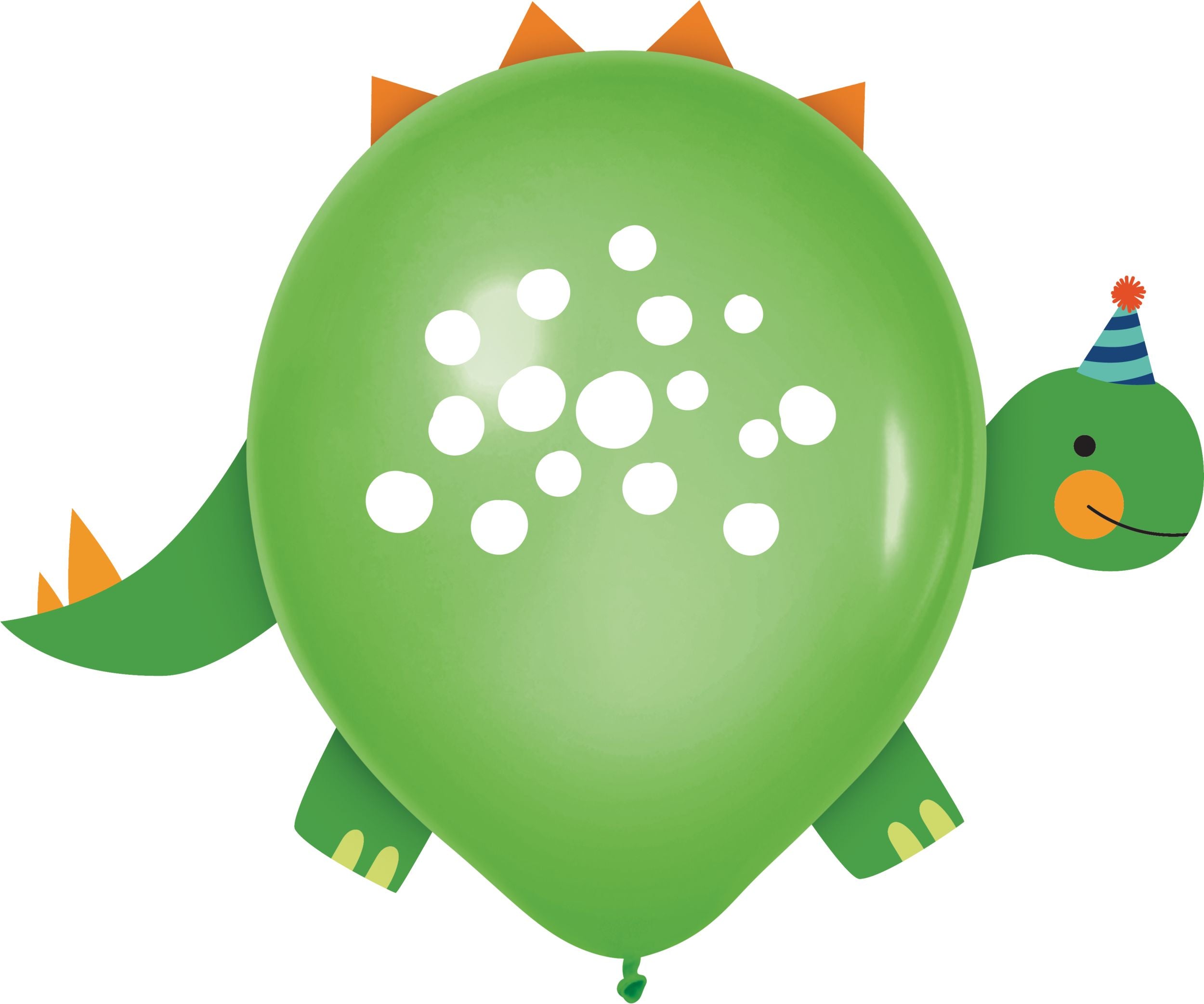 Little Gym - Dino-Mite Round Latex Balloon Decorating Kit, Blue/Orange/Green, 12-in, for Birthday Party - 6 Ct.