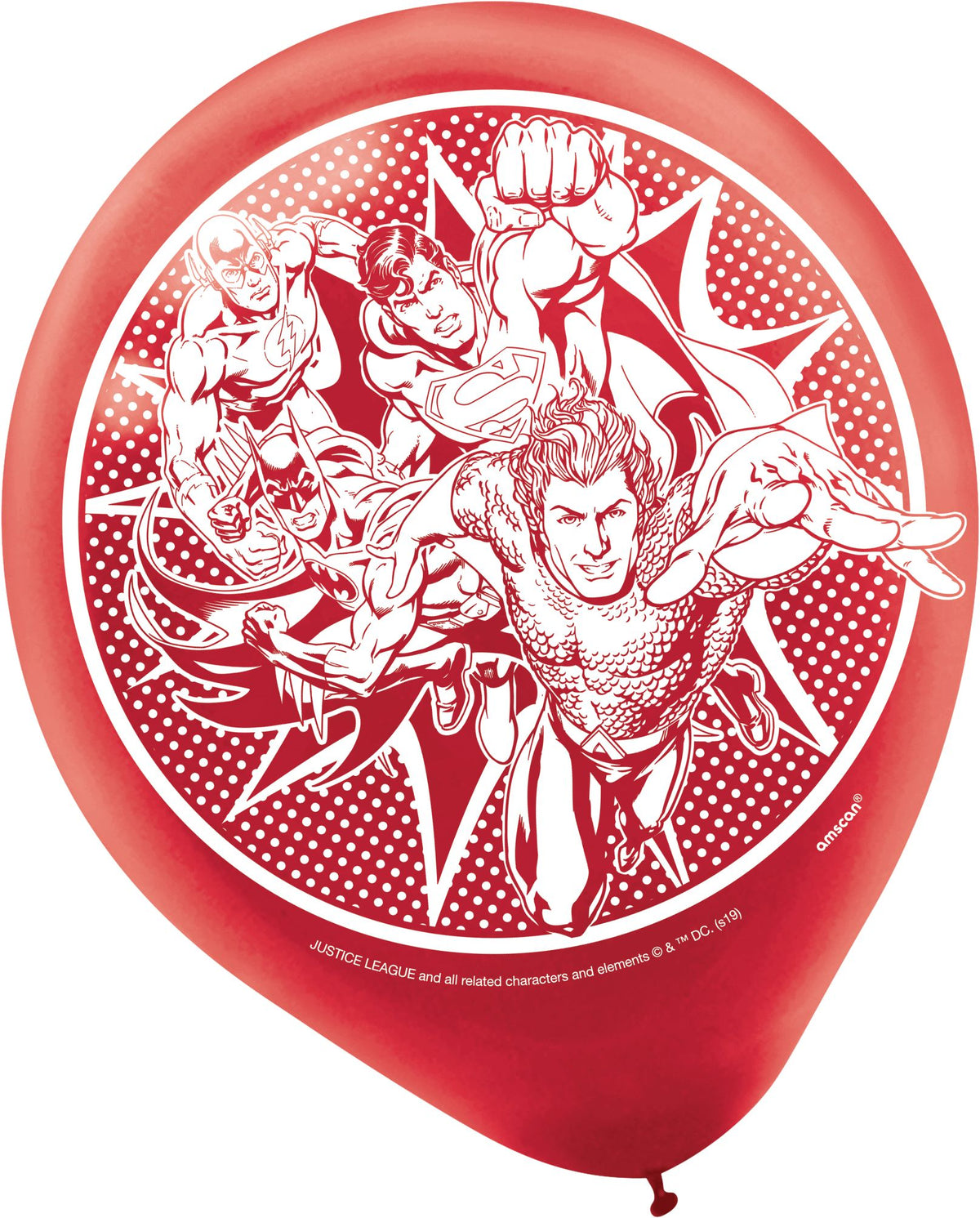 Little Gym - DC Justice League Superman/Flash/Batman Round Latex Balloons, Yellow/Blue/Red, 12-in, 6-pk, for Birthday Party - 6 Ct.