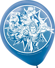 Little Gym - DC Justice League Superman/Flash/Batman Round Latex Balloons, Yellow/Blue/Red, 12-in, 6-pk, for Birthday Party - 6 Ct.