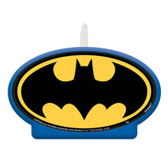 Little Gym - DC Justice League Batman Logo Wax Candle, Blue/Black/Yellow, 4.5-in, for Birthday Party - 1 Ct.
