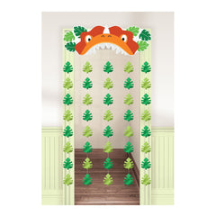 Little Gym - Dino-Mite Dinosaur Hanging Doorway Curtain Decoration, Green, 77-in, for Birthday Party - 1 Ct.