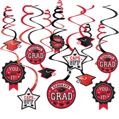 Class 101 - Red Graduation Swirl Decorations Value Pack