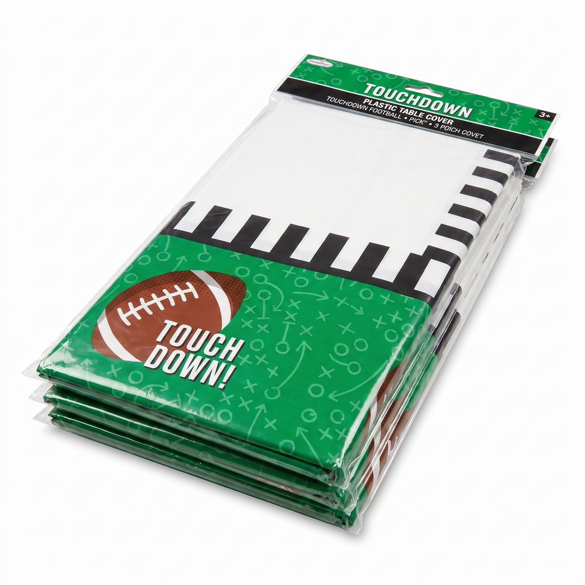 Touchdown Football Plastic Table Cover - 3 Pack