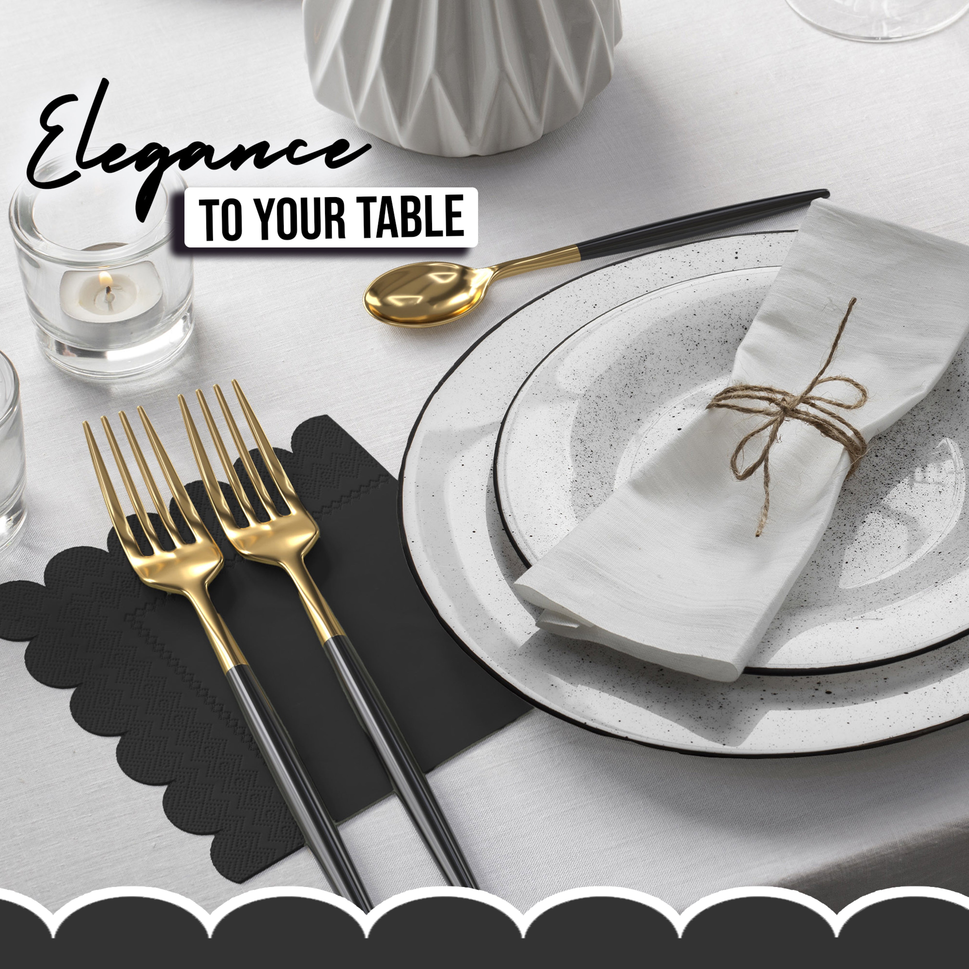 Black Scallop Beverage Napkins - 50 Ct.