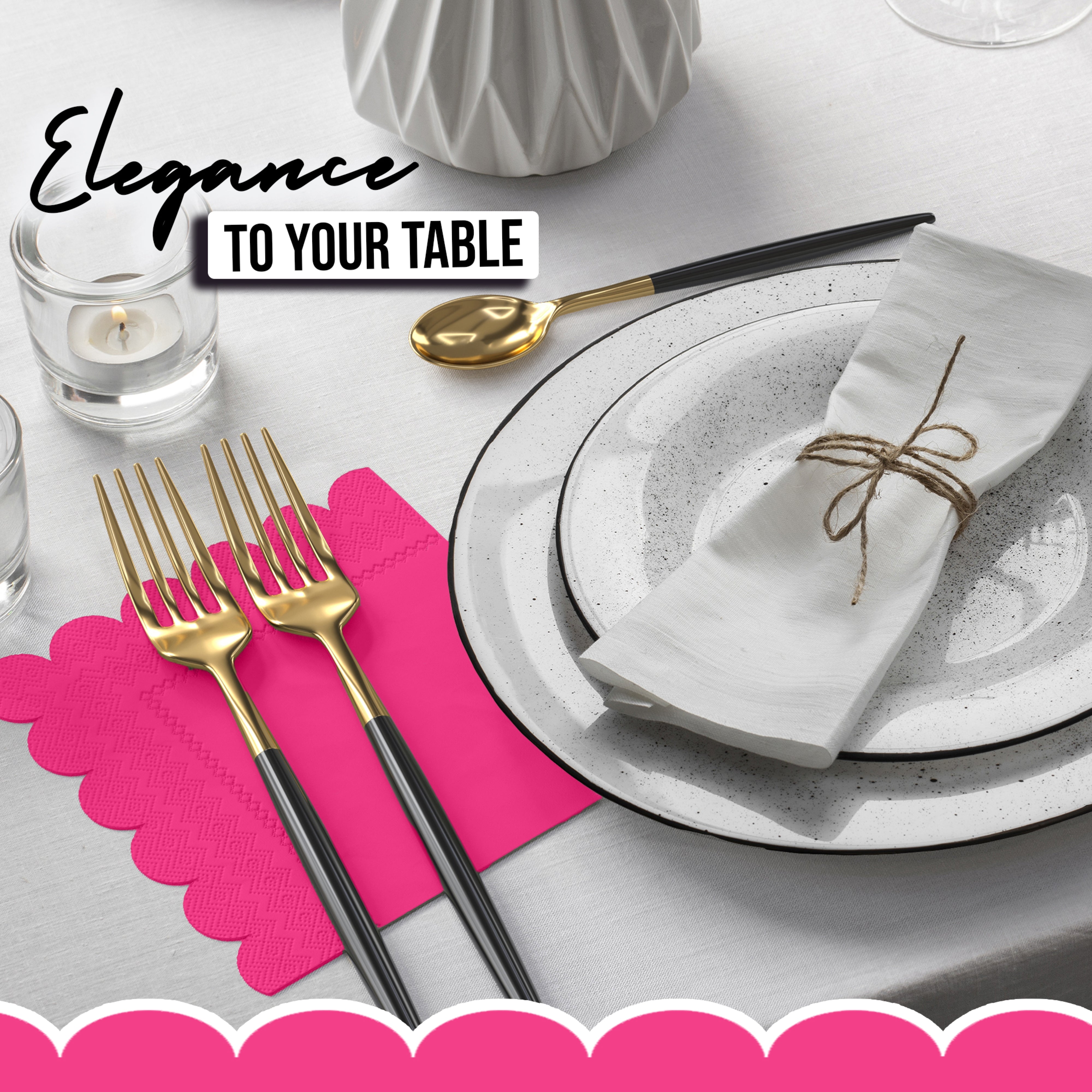 Cerise Scallop Beverage Napkins - 50 Ct.