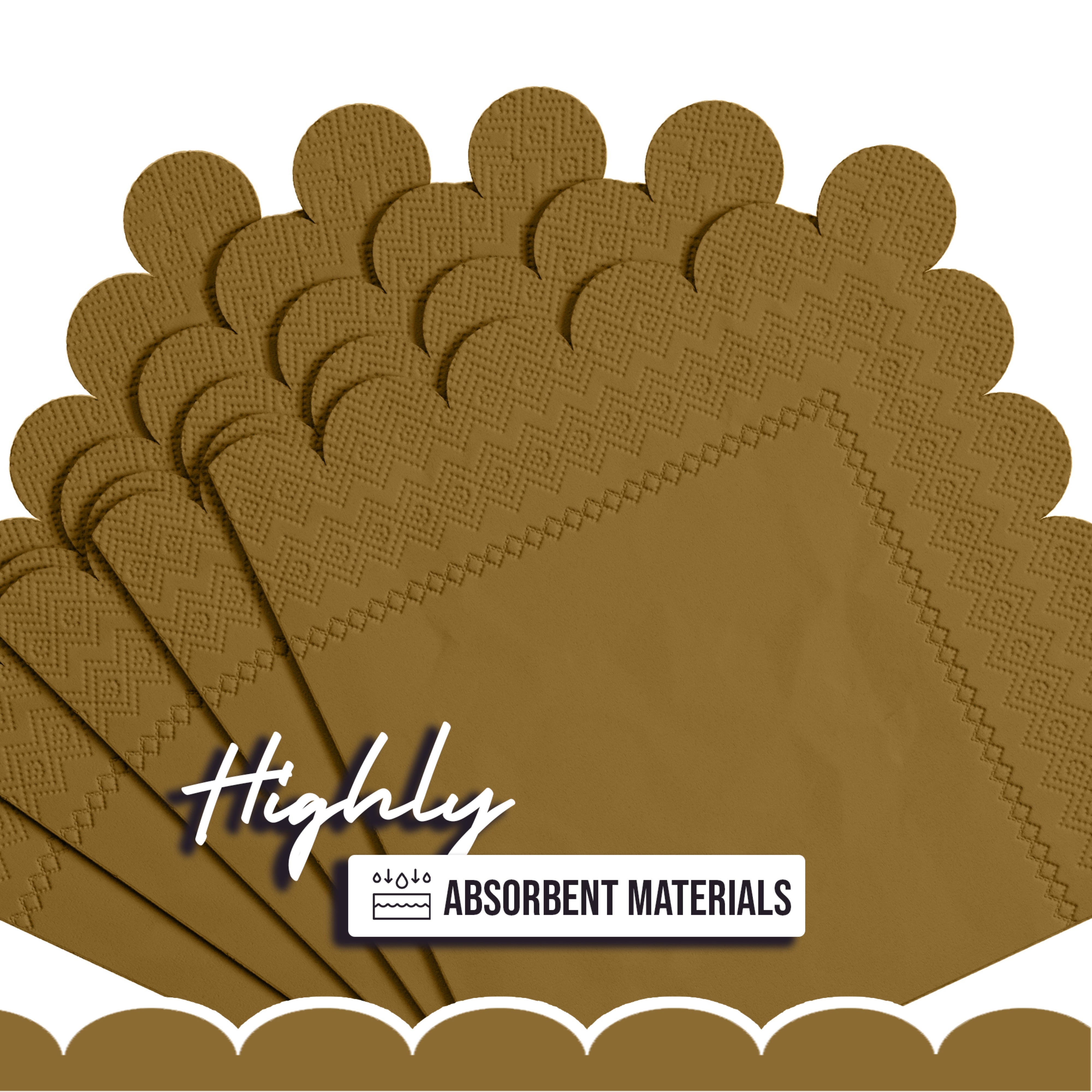 Gold Scallop Beverage Napkins - 50 Ct.