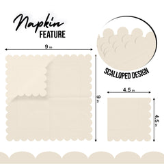 Ivory Scallop Beverage Napkins - 50 Ct.
