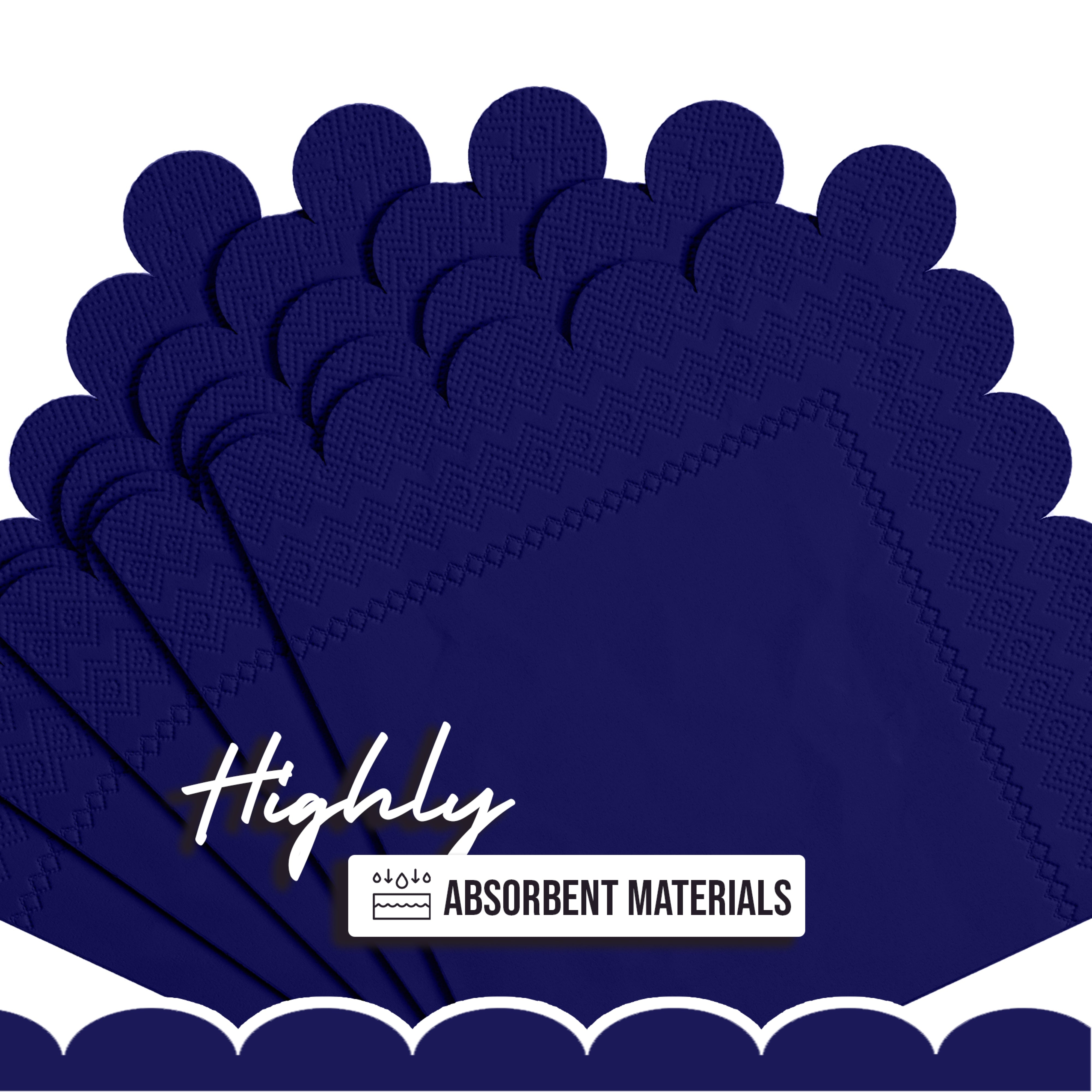 Navy Scallop Beverage Napkins - 50 Ct.