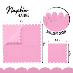 Pink Scallop Beverage Napkins - 50 Ct.