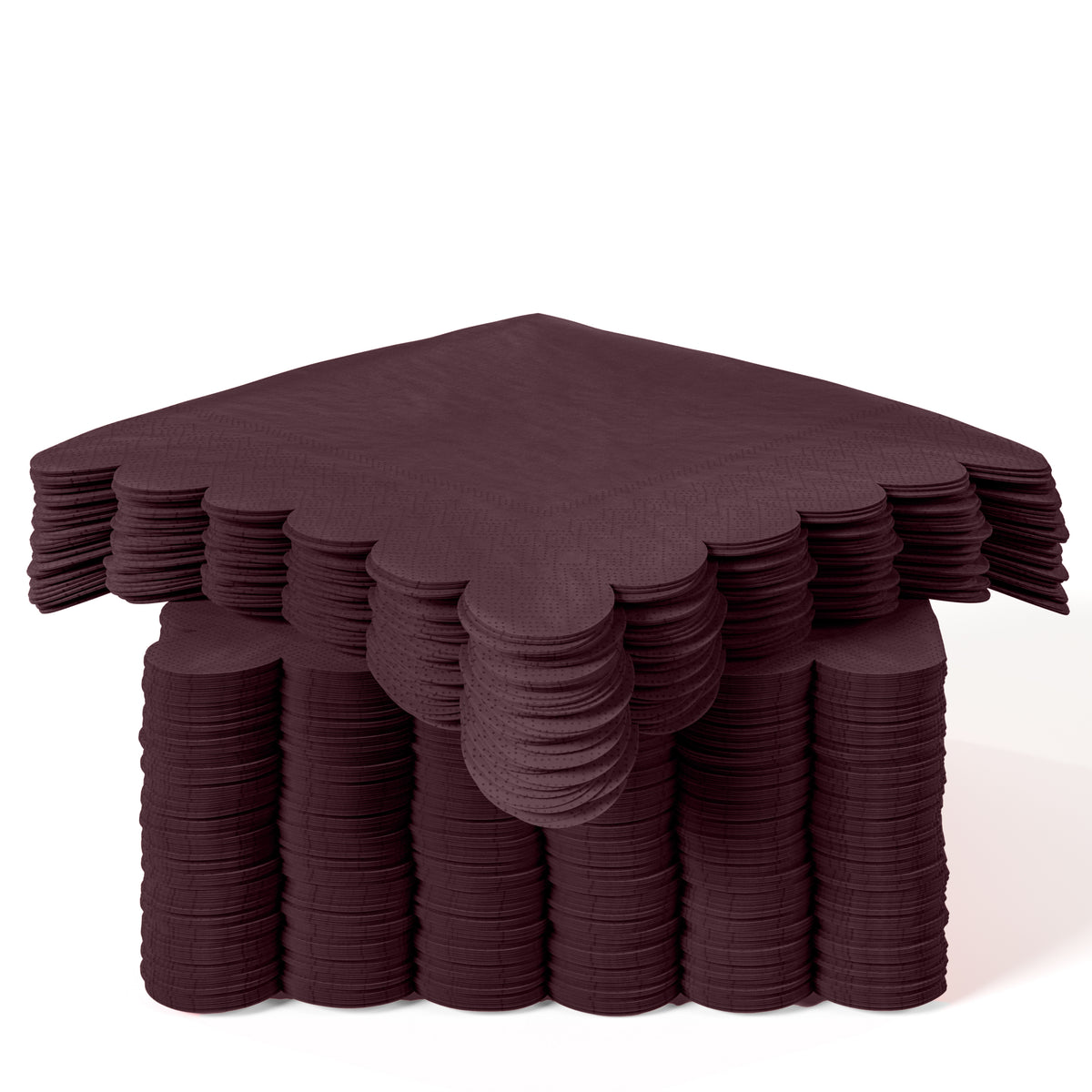 Brown Scallop Beverage Napkins - 50 Ct.