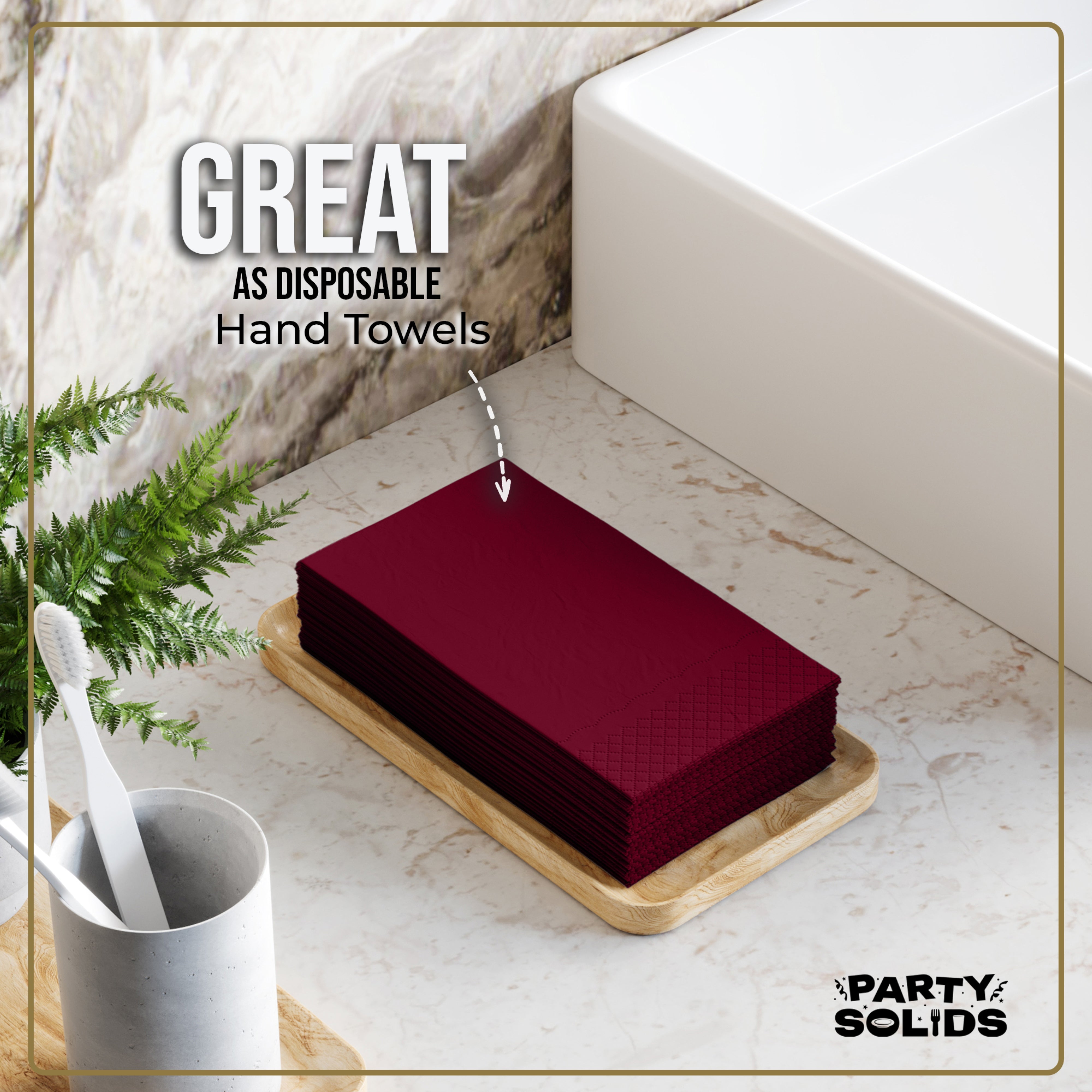 Burgundy Guest Towel Napkins - 40 Ct.